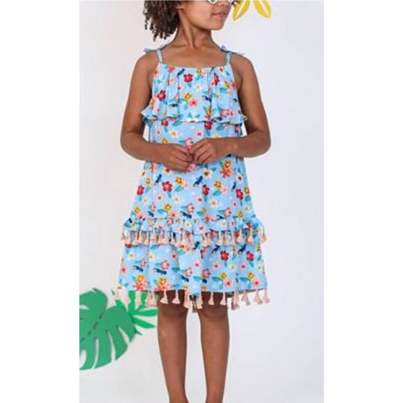 Kinderkind Little Girls Sleeveless Hibiscus Dress Size 7 - Picture 6 of 10